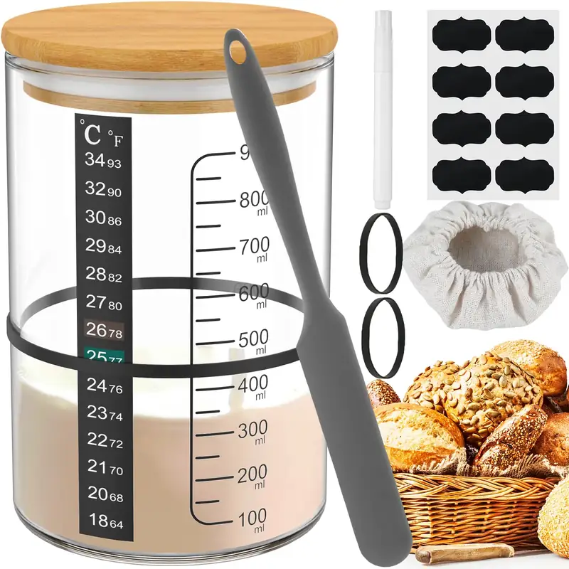 Essential Set — Jar, wooden lid, spatula, thermometer strip, cloth cover, labels & pen